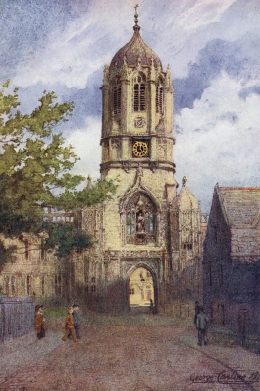 Oxford: Tom Tower, Christ Church (barevné lito) od George Carline