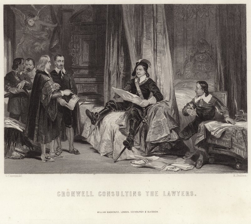 Cromwell se radí s právníky od George Cattermole