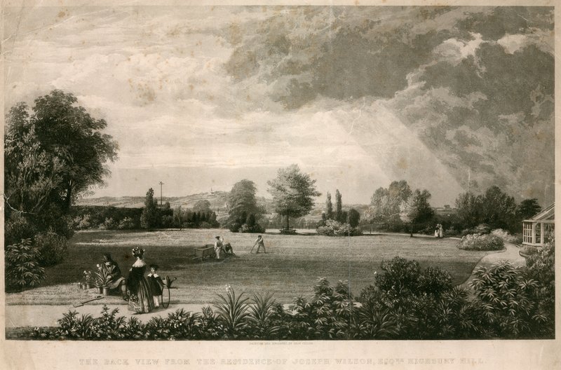 Zadní pohled z rezidence Josepha Wilsona, Highbury Hill od George Childs