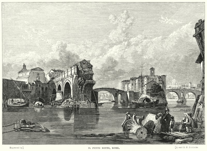 Il Ponte Rotto, Řím od George Clarkson after Stanfield