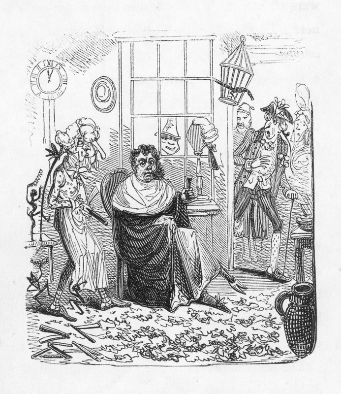 U holičů (rytina) od George Cruikshank