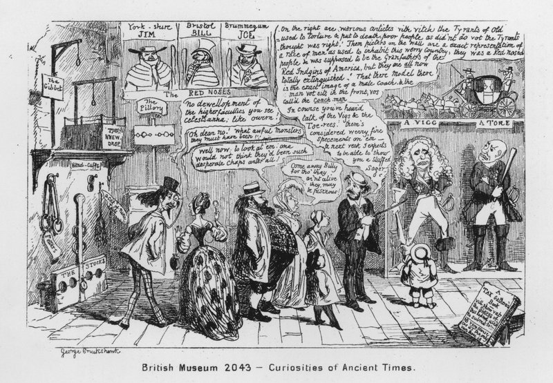 Britské muzeum 2043, Kuriozity starověku (rytina) od George Cruikshank