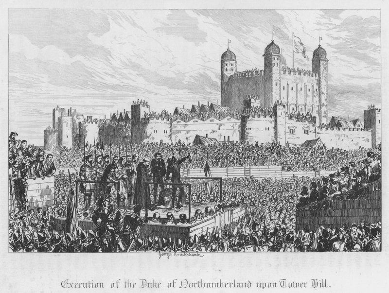 Poprava vévody z Northumberlandu na Tower Hill (rytina) od George Cruikshank