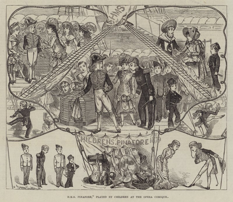 HMS Pinafore, kterou hrají Children at the Opera Comique od George Cruikshank