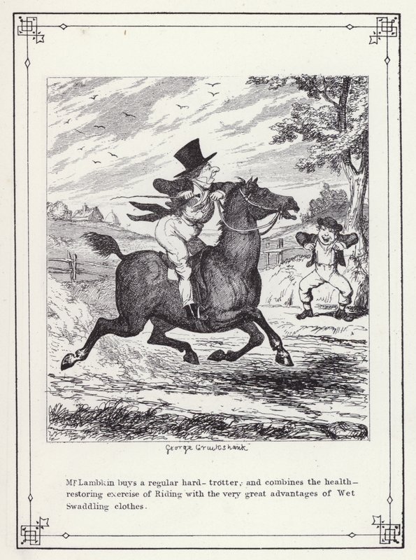 Ilustrace pro Bakalářskou vlastní knihu aneb Pokrok pana Lambkina (Gent) (rytina) od George Cruikshank
