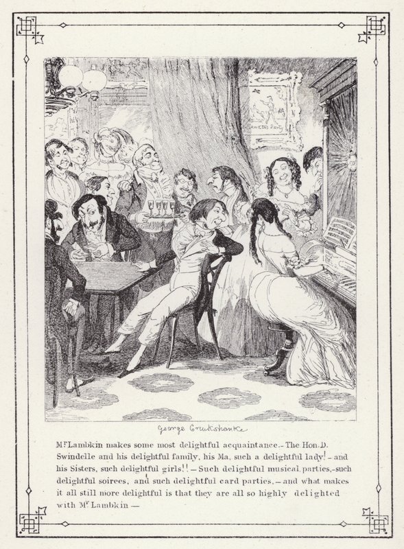 Ilustrace pro Bakalářskou vlastní knihu aneb Pokrok pana Lambkina (Gent) (rytina) od George Cruikshank