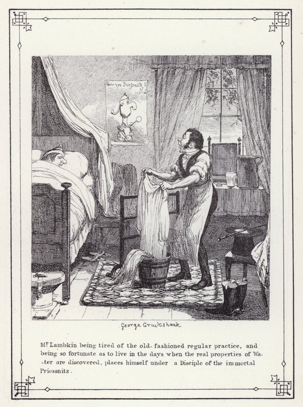Ilustrace pro Bakalářskou vlastní knihu aneb Pokrok pana Lambkina (Gent) (rytina) od George Cruikshank