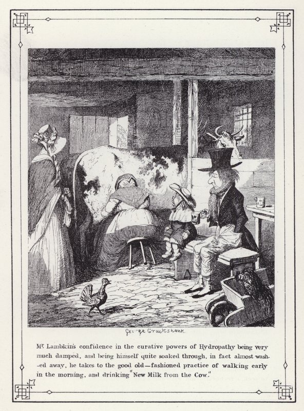 Ilustrace pro Bakalářskou vlastní knihu aneb Pokrok pana Lambkina (Gent) (rytina) od George Cruikshank