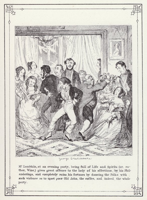 Ilustrace pro Bakalářskou vlastní knihu aneb Pokrok pana Lambkina (Gent) (rytina) od George Cruikshank