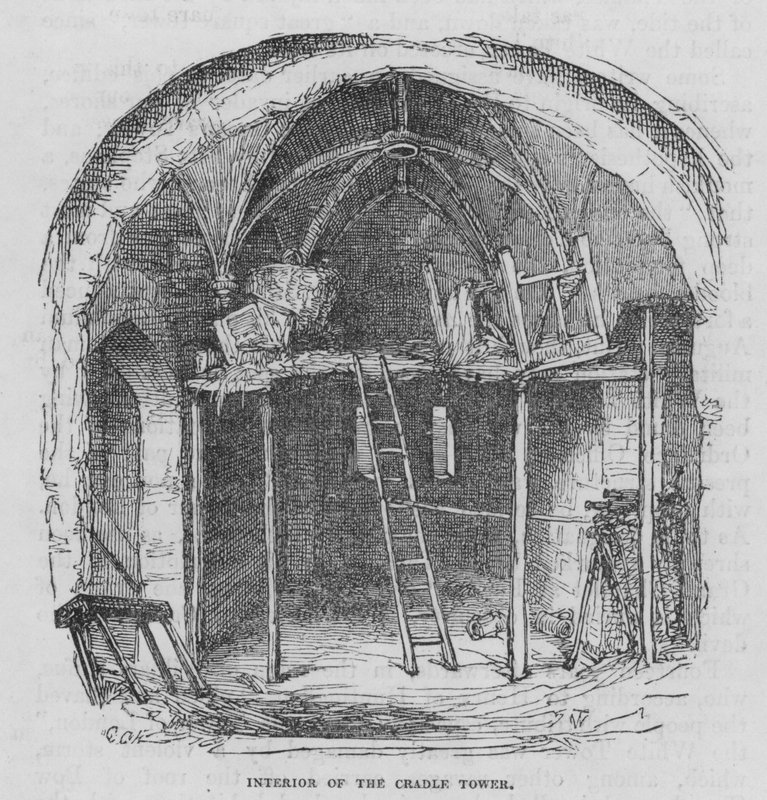 Interiér věže Cradle (rytina) od George Cruikshank