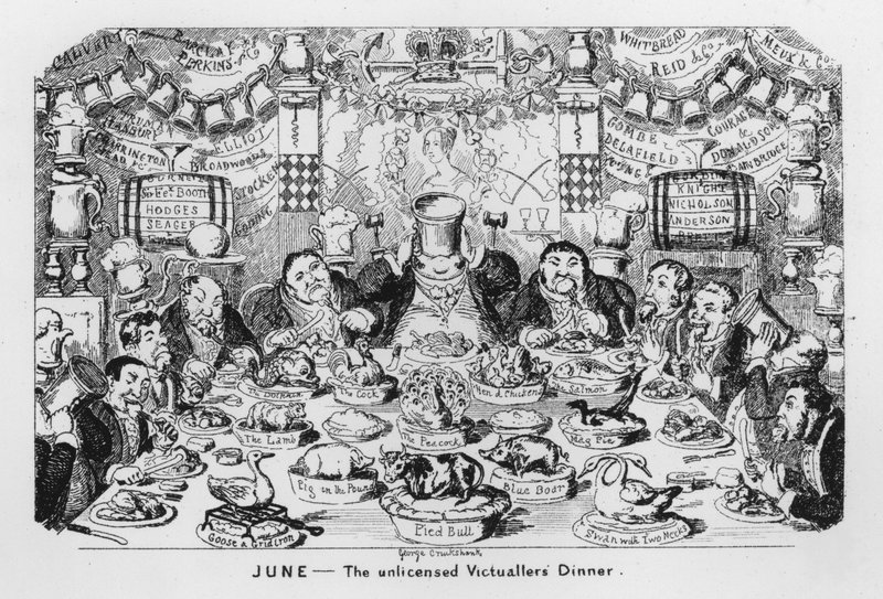 June, Nelicencovaní Victuallers? Večeře od George Cruikshank