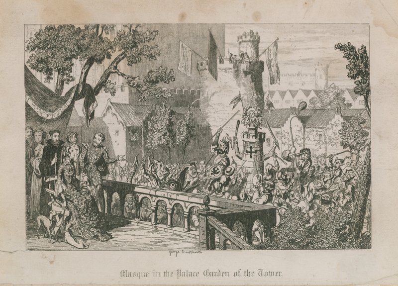 Maska v palácové zahradě věže od George Cruikshank