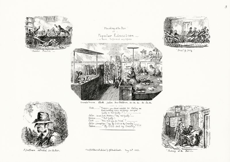Prosba v baru nebo lidová výchova (rytina) od George Cruikshank