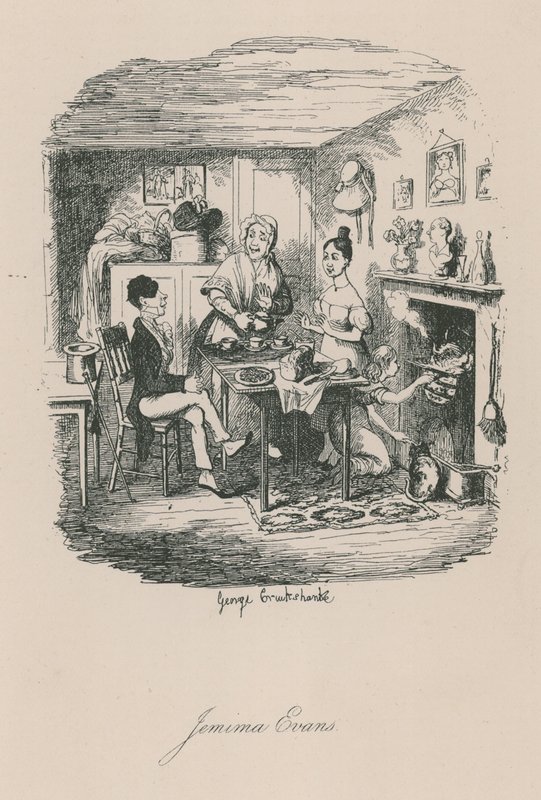 Scéna života v Londýně: Jemima Evans od George Cruikshank