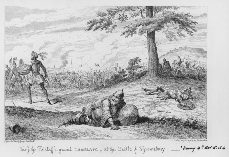 Velký manévr sira Johna Falstaffa v bitvě u Shrewsbury! od George Cruikshank