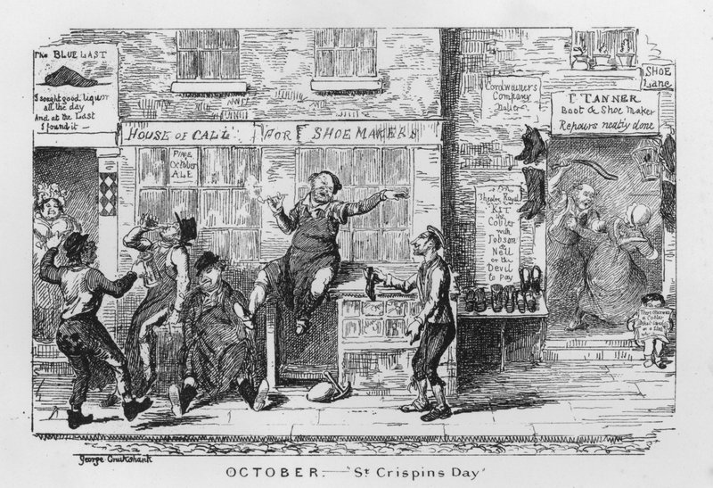 Den svatého Crispina (rytina) od George Cruikshank