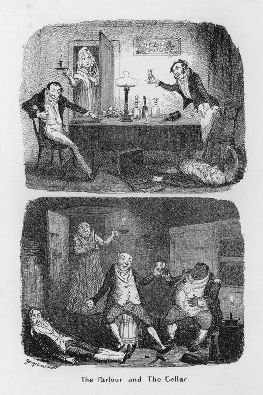 Salon a sklep (rytina) od George Cruikshank