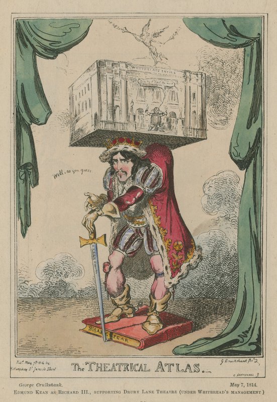 Divadelní atlas: Edmund Kean jako Richard III od George Cruikshank
