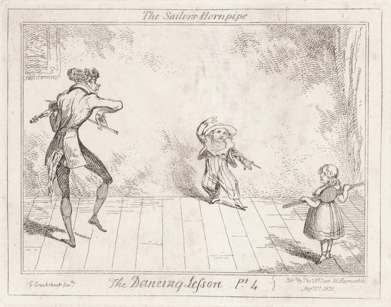 Taneční lekce: námořnický hornpipe od George Cruikshank