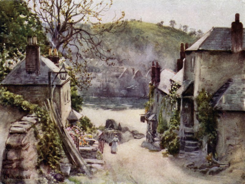 Bodinnick Ferry, Fowey (barevné lito) od George Franck Nicholls