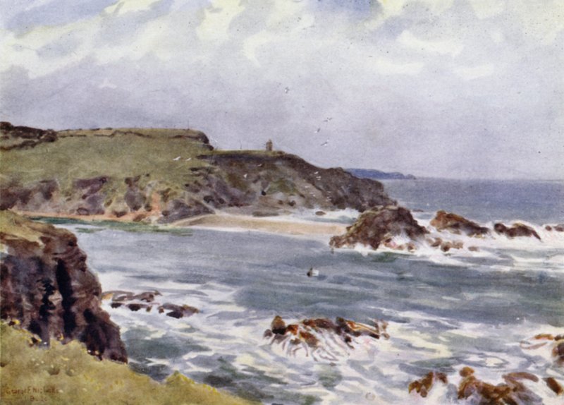 Bude, příchozí příliv (barevné lito) od George Franck Nicholls
