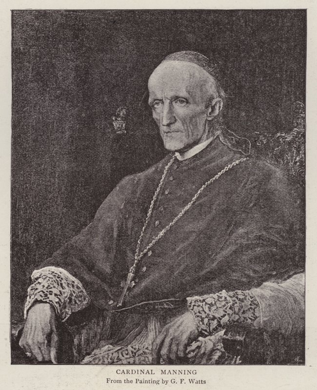 Henry Edward Manning , anglický katolický kardinál a arcibiskup z Westminsteru (litho) od George Frederick (after) Watts