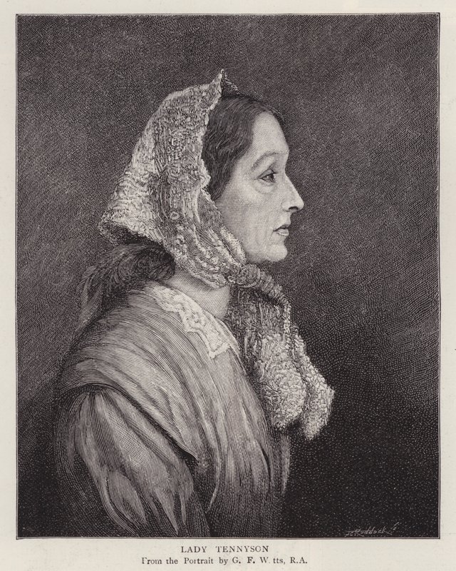 Portrét Emily Tennysonové, Lady Tennysonové, manželky laureáta anglického básníka Alfreda, Lorda Tennysona (litho) od George Frederick (after) Watts