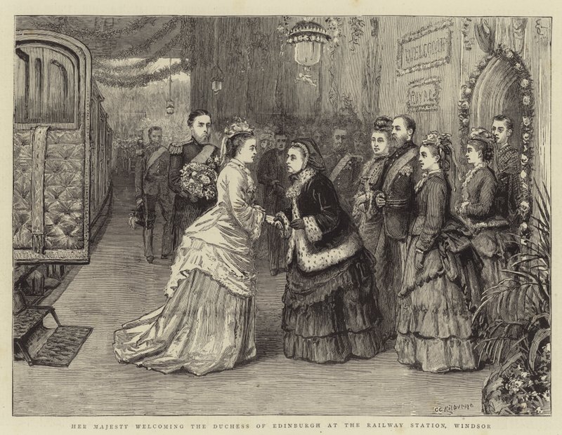 Její Veličenstvo vítá vévodkyni z Edinburghu na nádraží ve Windsoru od George Goodwin Kilburne