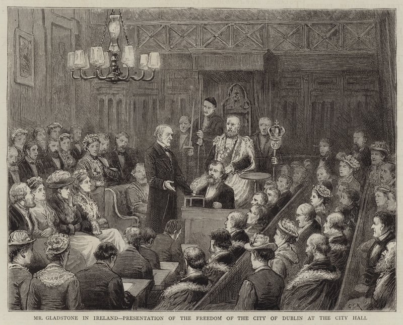 Pan Gladstone v Irsku, Prezentace svobody města Dublinu na radnici od George Goodwin Kilburne