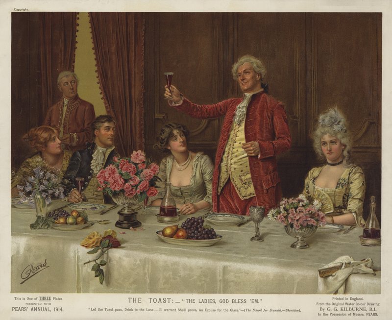Přípitek: Dámy, Bůh jim žehnej. od George Goodwin Kilburne