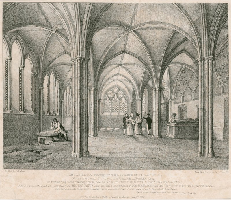Vnitřní pohled na kapli Ladye, na východním konci kostela St Saviour