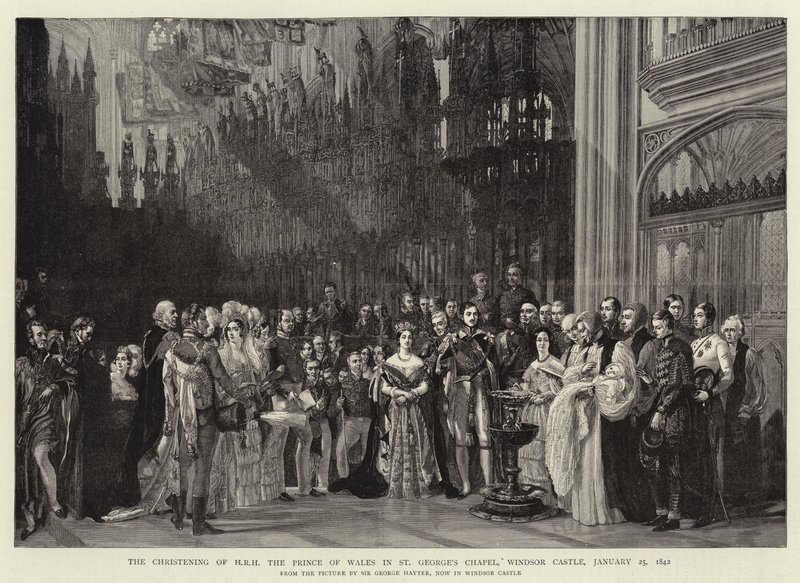 Křest J.R.H. prince z Walesu v kapli svatého Jiří na hradě Windsor, 25. ledna 1842 od George Hayter
