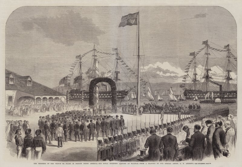 Pokrok prince z Walesu v britské Severní Americe, Jeho královská Výsost přistává v Halifaxu od George Henry Andrews