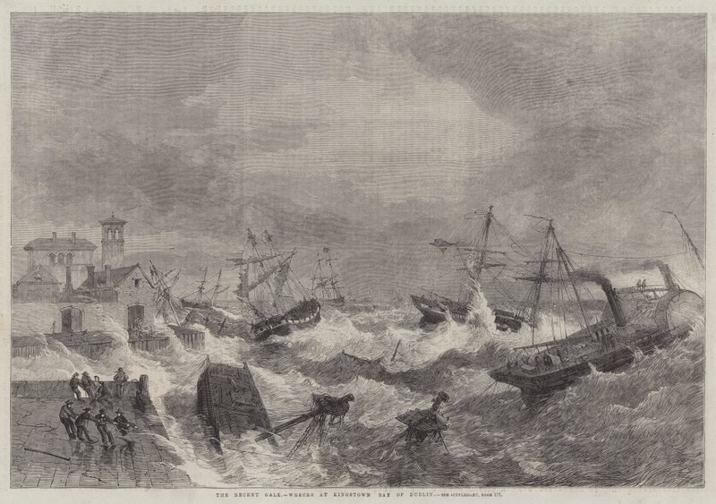 Nedávná vichřice, vraky v Kingstown, Bay of Dublin od George Henry Andrews