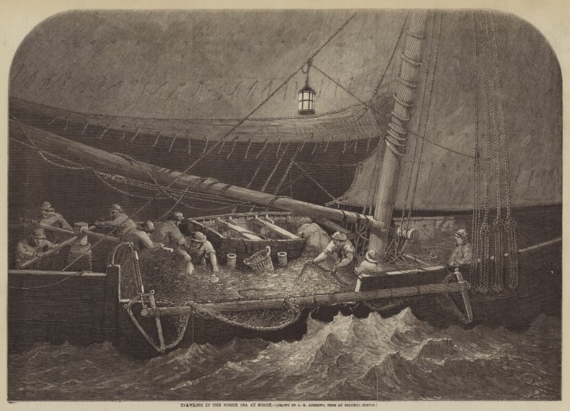 Vlečné sítě v Severním moři v noci od George Henry Andrews