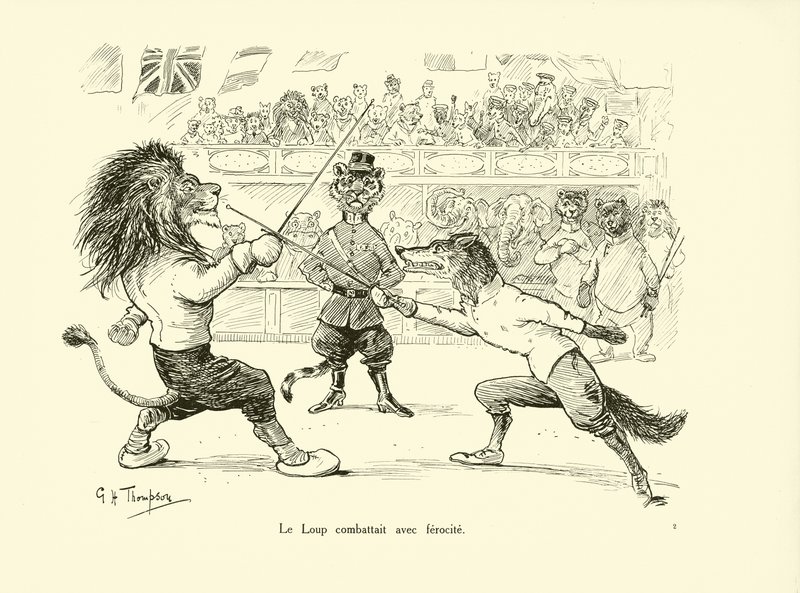 Le Loup combattait avec ferocite (litografie) od George Henry Thompson