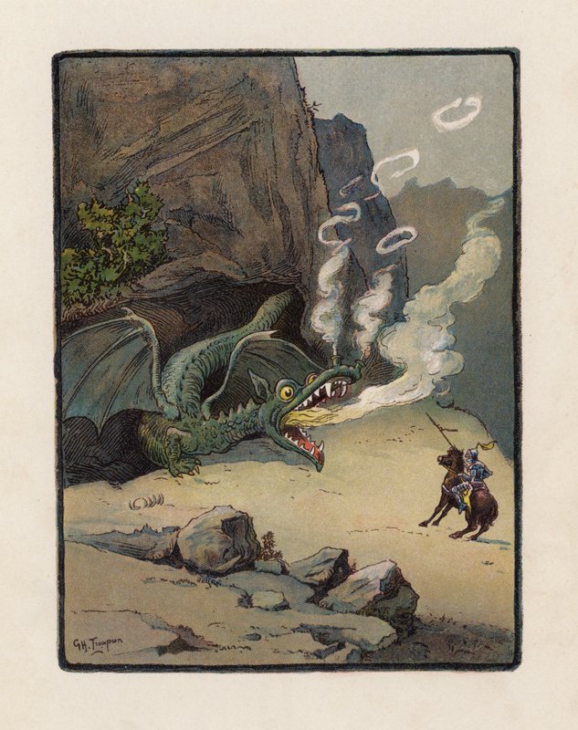 Svatý Jiří a drak (barevná litografie) od George Henry Thompson