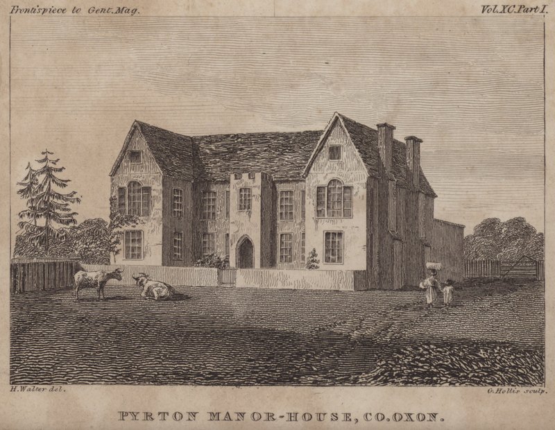 Pyrton Manor House, Oxfordshire (rytina) od George Hollis