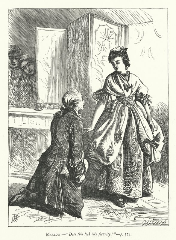 Ilustrace k filmu She Stoops To Conquer (rytina) od George John Pinwell