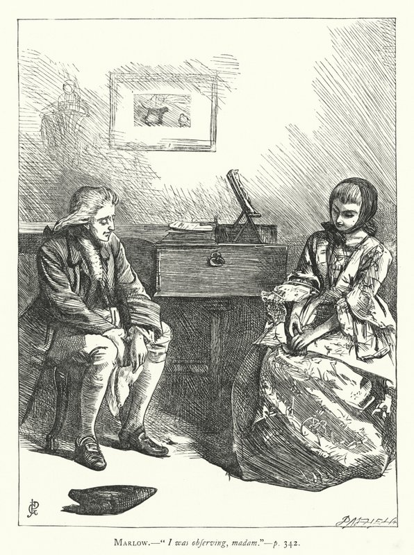 Ilustrace k filmu She Stoops To Conquer (rytina) od George John Pinwell