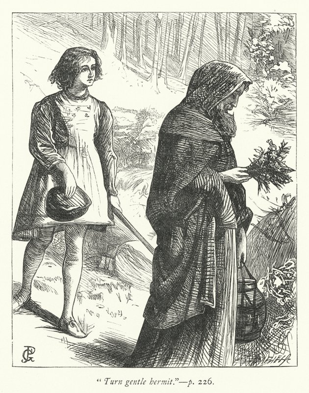 Ilustrace k filmu Poustevník (rytina) od George John Pinwell