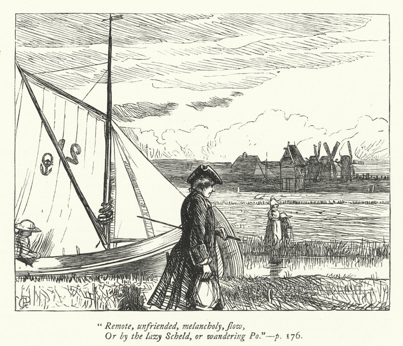 Ilustrace pro The Traveler (rytina) od George John Pinwell