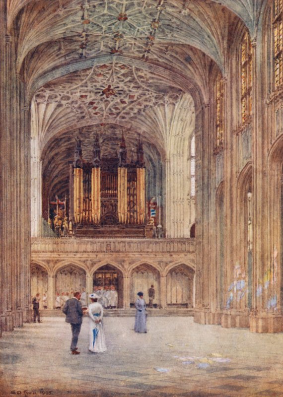 Loď kaple svatého Jiří (barevná litografie) od George Moore Henton
