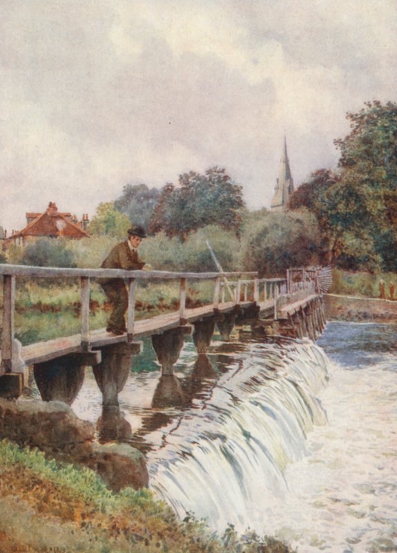 Starý jez (barevná litografie) od George Moore Henton