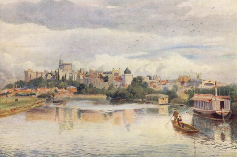 Windsor od řeky (barevná litografie) od George Moore Henton