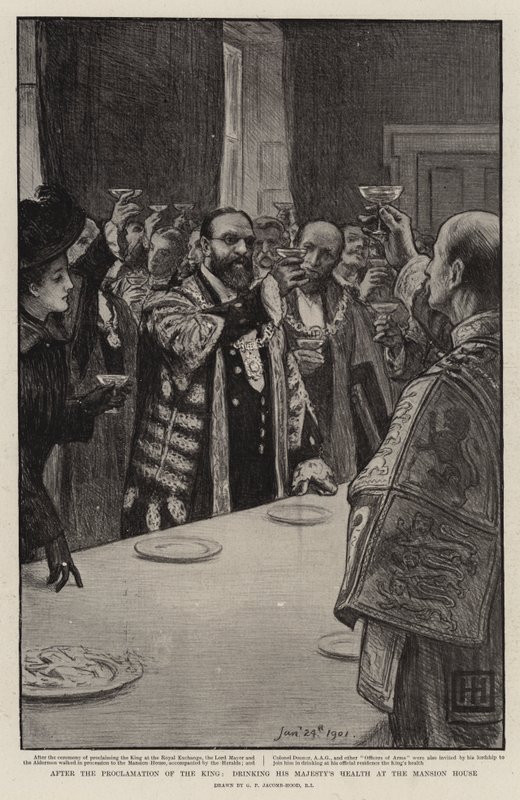 Po Provolání krále, pití Jeho Veličenstva Zdraví v Mansion House od George Percy Jacomb Hood