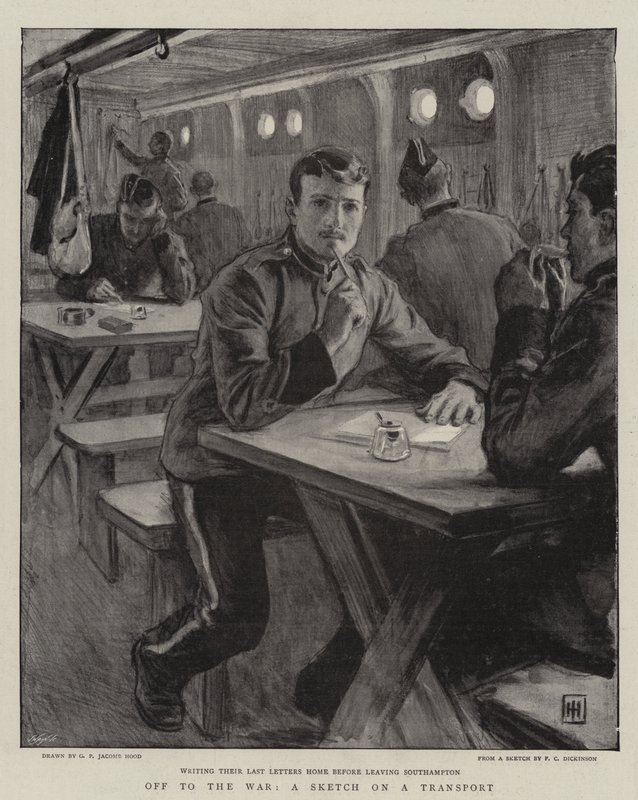 Do války, skica na transport od George Percy Jacomb Hood