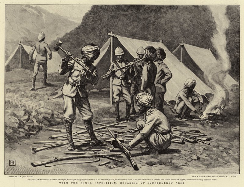 S Bunerovou expedicí, rozbití odevzdaných zbraní od George Percy Jacomb Hood