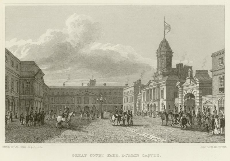 Velké nádvoří na hradě Dublin od George Petrie