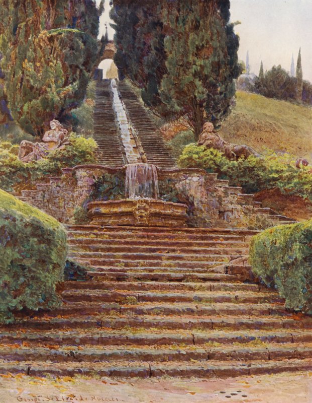 Italské zahrady: (barevná litografie) od George Samuel Elgood